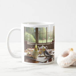 Lutino och Normal Grå Cockatiels Parakit Fågel  Kaffemugg