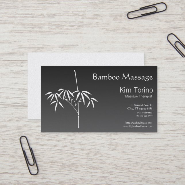 Lutning för bambu för massageterapeut japansk visitkort (Fram/Back In Situ)