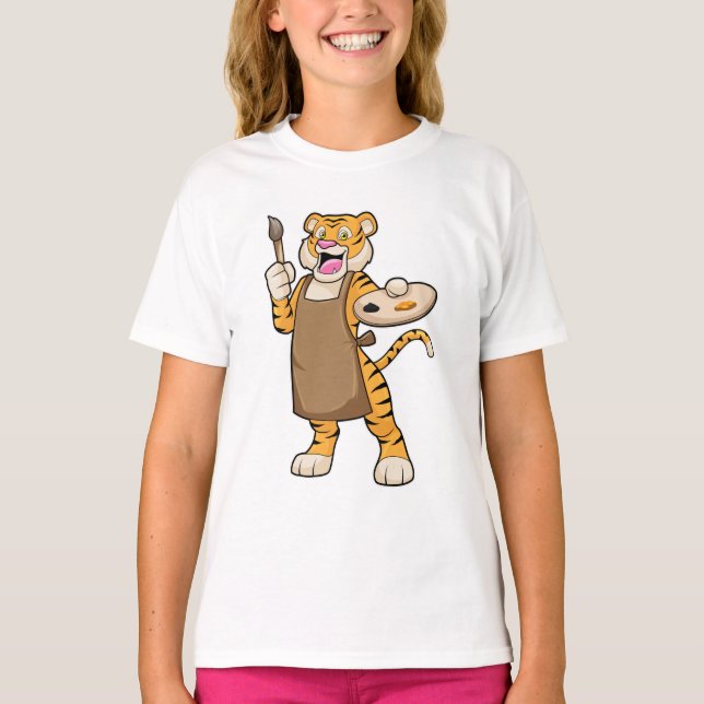 Lutning vid målning med färg och pensel t shirt (Framsida)