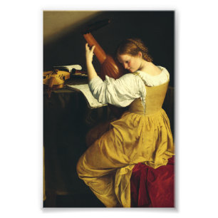 Lutspelaren av Orazio Gentileschi Konst Fototryck