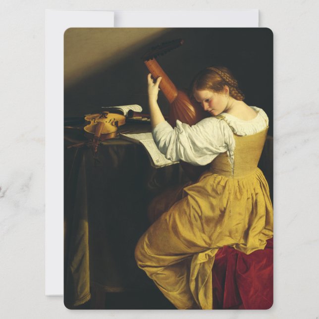 Lutspelaren av Orazio Gentileschi Konst Inbjudningar (Framsida)