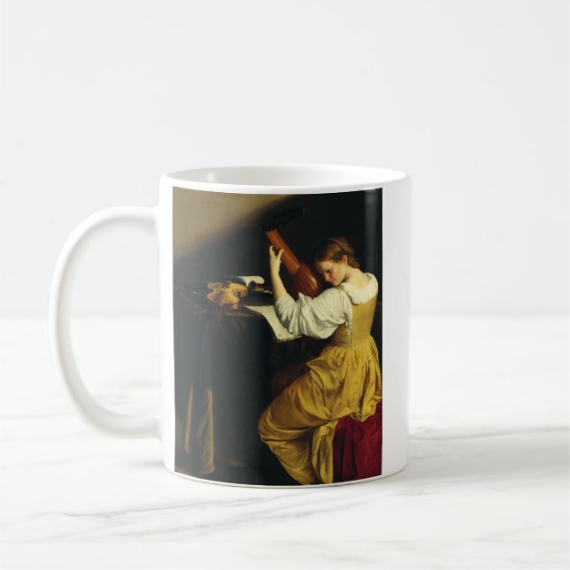 Lutspelaren av Orazio Gentileschi Konst Kaffemugg (Vänster)