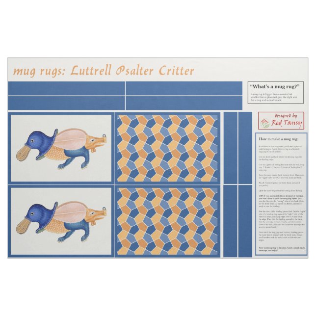 Luttrell Psalter Critter DIY Mugg Matta Tyg (Fat Quarter)