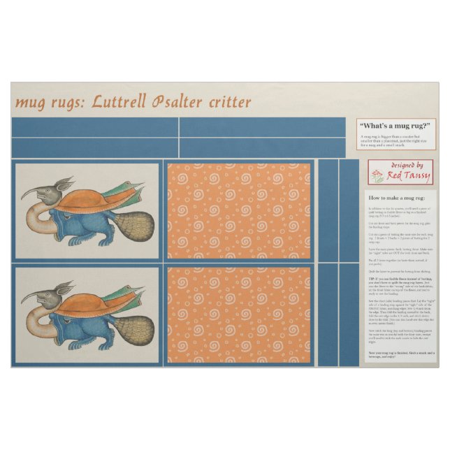 Luttrell Psalter Critter DIY Mugg Matta Tyg (Fat Quarter)