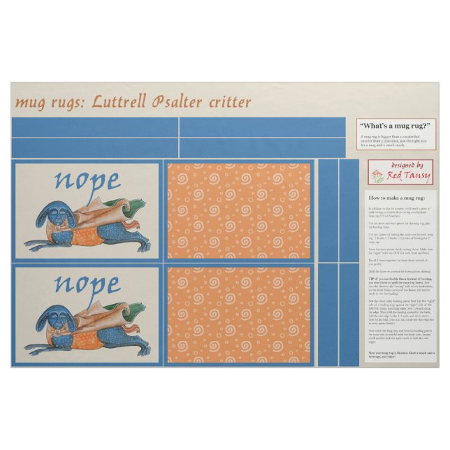 Luttrell Psalter Critter DIY Mugg Matta Tyg (Fat Quarter)