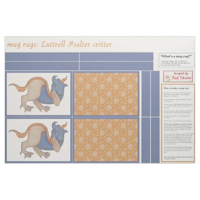 Luttrell Psalter Critter DIY Mugg Matta Tyg (Fat Quarter)