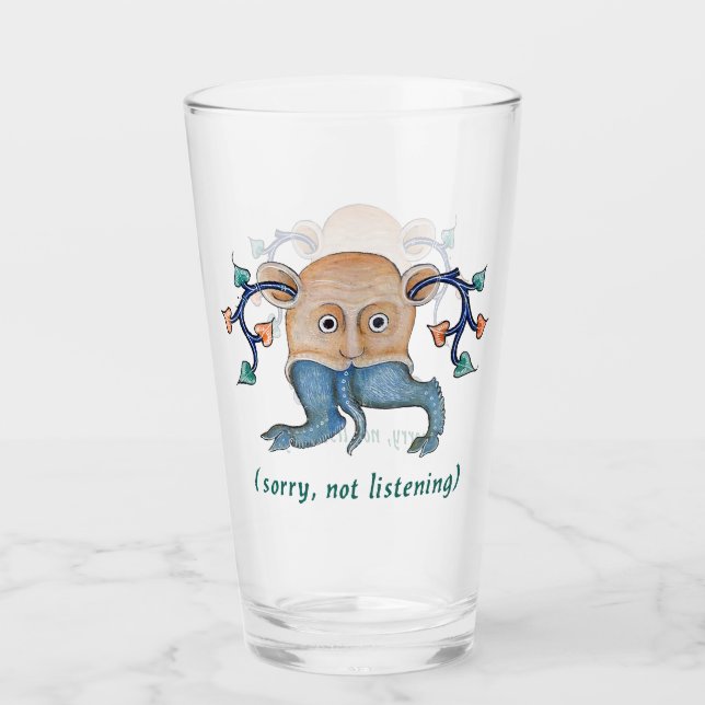 Luttrell Psalter "Inte lyssnande" Glas Tumbler (Framsida)