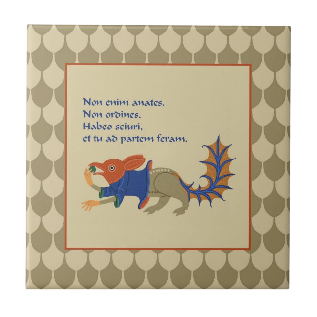 Luttrell Psalter Squirrel Ceramic Tile Kakelplatta (Framsidan)