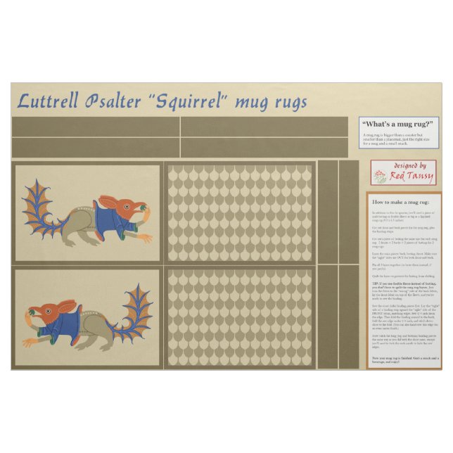 Luttrell Psalter "Squirrel" DIY Mugg Matta Tyg (Fat Quarter)