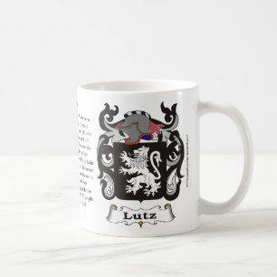 Lutz, ursprung, det menande och vapenskölden på  kaffemugg