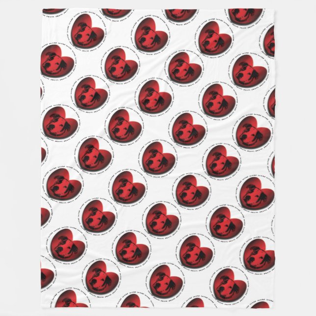 Luv-A-Bull American Bulldog Pit Bull Heart Fleecefilt (Framsidan)