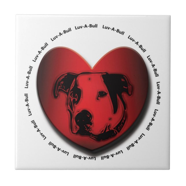 Luv-A-Bull American Bulldog Pit Bull Heart Kakelplatta (Framsidan)