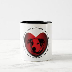 Luv-A-Bull American Bulldog Pit Bull Heart Två-Tonad Mugg