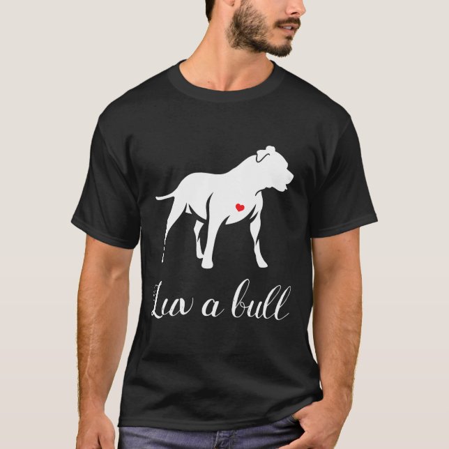 Luv A Bull Pitbull Hund T Shirt (Framsida)