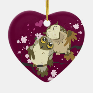 Luv Birds~owl prydnadar Julgransprydnad Keramik
