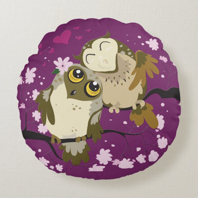 Luv Birds Round Pillow Rund Kudde (Framsidan)