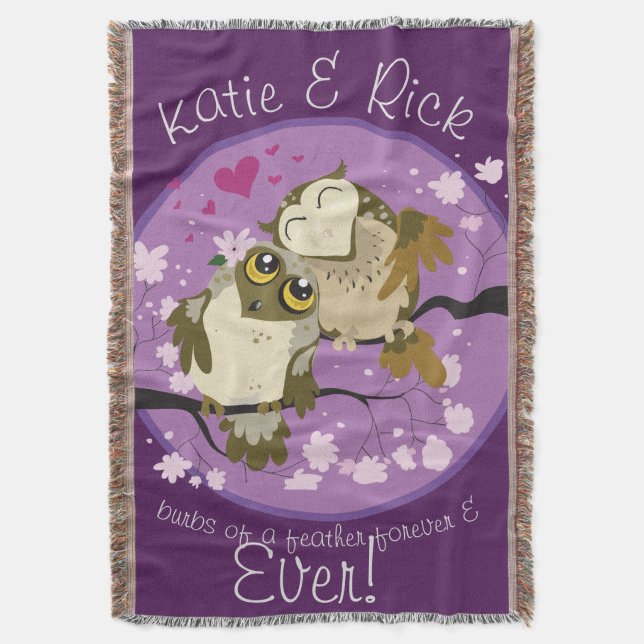 Luv Birds Uggla Burbs of a Feather Forever Throw Filt (Framsidan Vertikal)