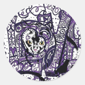 Luv Cat, anpassningsbarnas kattdesign Runt Klistermärke