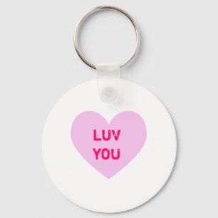 LUV DU Rosa Conversation Heart Nyckelring
