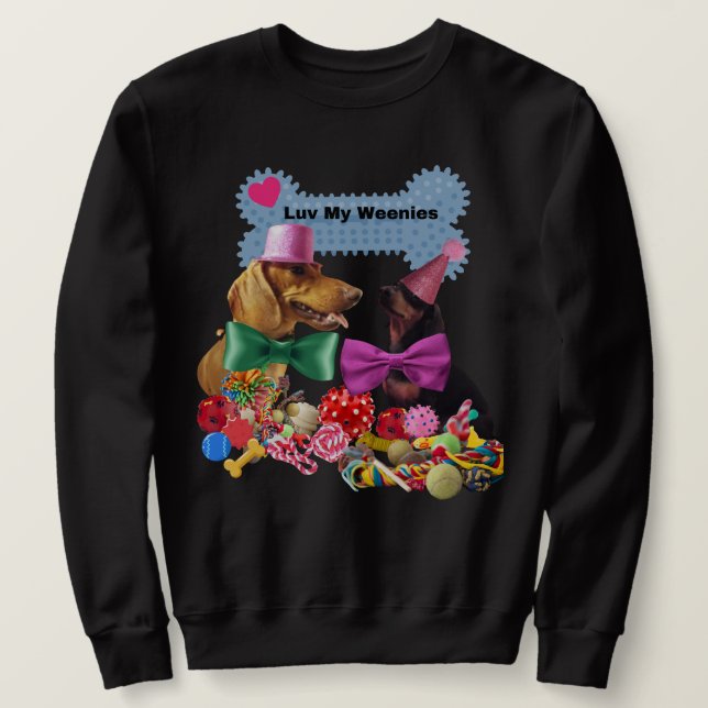 Luv My Weenies Black Sweatshirt Manar/Women (Design framsida)