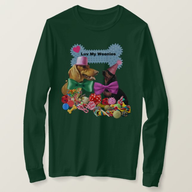 Luv My Weenies Dam Långärmad TShirt T Shirt (Design framsida)