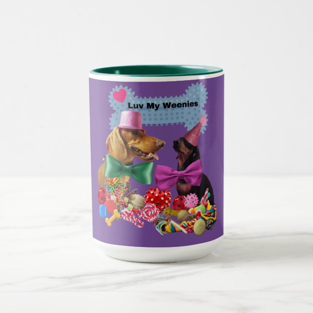 Luv My Weenies Lila/Grönt Coffee Mugg (Center)