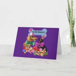 Luv My Weenies Matching Lila Greeting Card Kort
