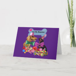 Luv My Weenies Matching Lila Greeting Card Kort