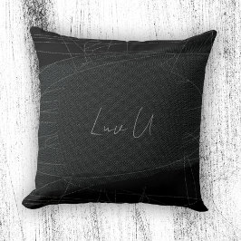 Luv U - Black Trendig Modern Scribded Linjer Kudde