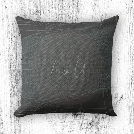 Luv U - Kaffe-Trendiget Modern Scribered Linjer Kudde