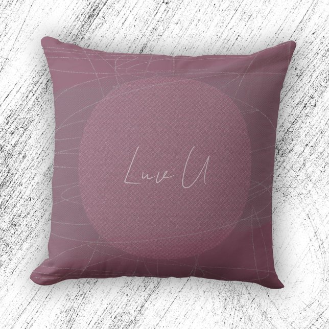 Luv U - Ros Trendig Modern Kladdiga Linjer Kudde (Luv U - Rose Trendy Modern Scribbled Lines Throw Pillow ©Susanne Sachers - Sunny Mind Design)