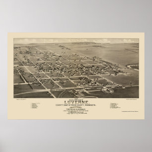 Luverne panorama- karta för MN - 1883 Poster