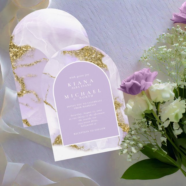 Lux Bläck Lavender Abstrakt Arch ID990 Inbjudningar (Skapare uppladdad)