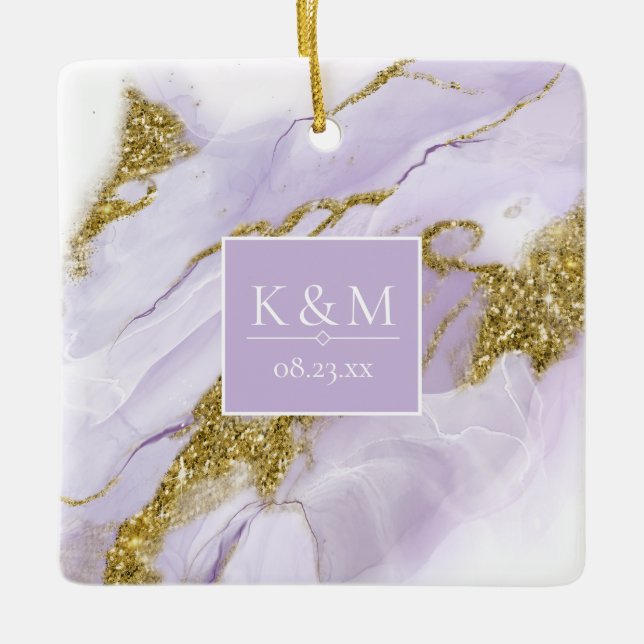 Lux Bläck Lavender Abstrakt-ID990 Julgransprydnad Keramik (Framsida)