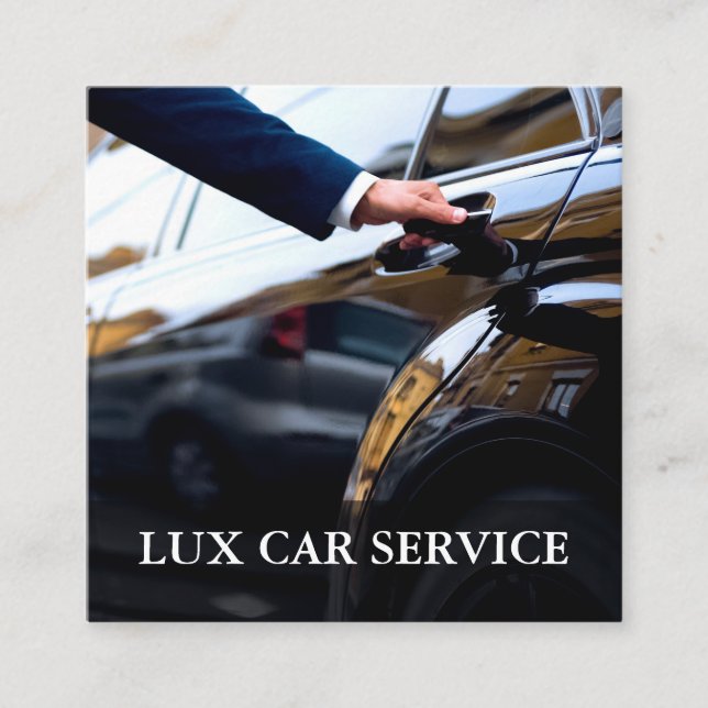 Lux Care Service Taxi Chauffeur Driver Fyrkantigt Visitkort (Framsida)