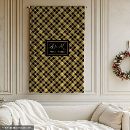 Lux Checkered Blanket Black Gold Outdoor Gift Idea Fleecefilt
