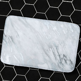 lux chic silver metallfolie och vita grått-marmor badrumsmatta