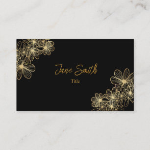 Lux Elegant Guld Flower Black Visitkort