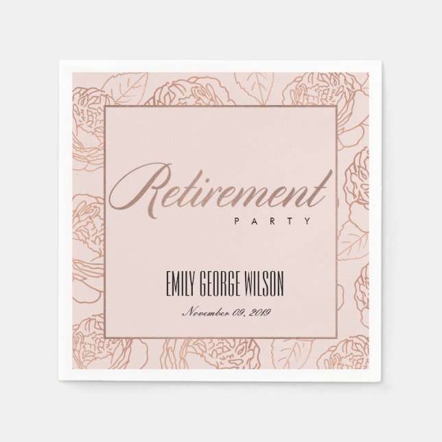 LUX-ELEGANTEN  ROSA ROS GULD BLOMMIGT PENSION PAPPERSSERVETT (Framsidan)
