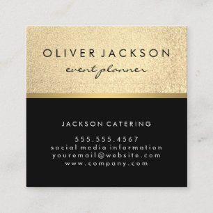 Lux Executive / Glitter Black / Guld Pub Trim Fyrkantigt Visitkort