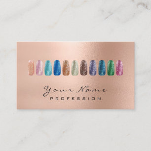 Lux för glitter för nagelkonstskönhet rosa guld visitkort