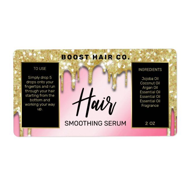 Lux Glitter-drivrutiner Guld Rosa Black Hair-serum Fraktsedel (Framsidan)