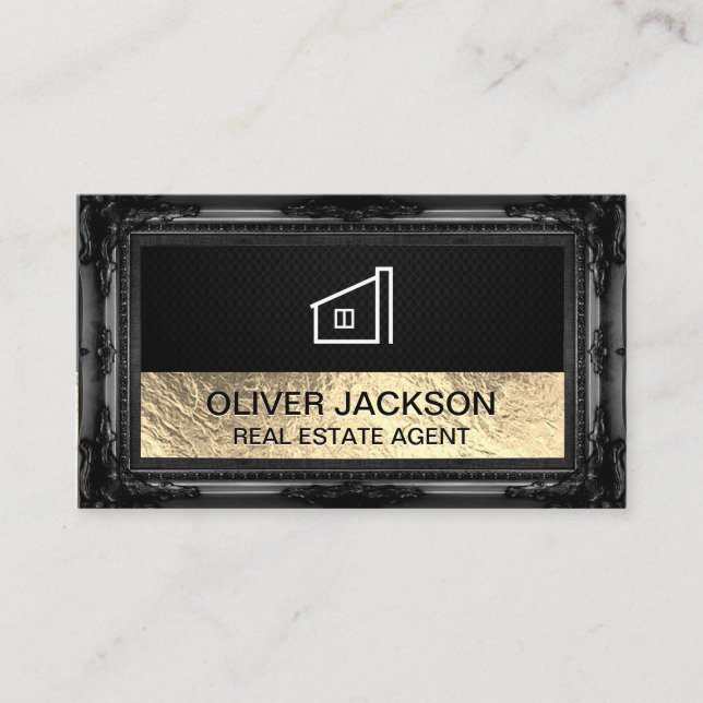 Lux Gold Foil Black Mesh | Antique Ram Visitkort (Framsida)