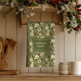 Lux Green Gold Print Personalized Kitchen Towel Kökshandduk