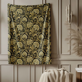 Lux Guld Black Baroque Damask Soft Throw Blanket Fleecefilt