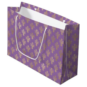 Lux Guld Fleur de Lis och Amethyst Large Gift Bag