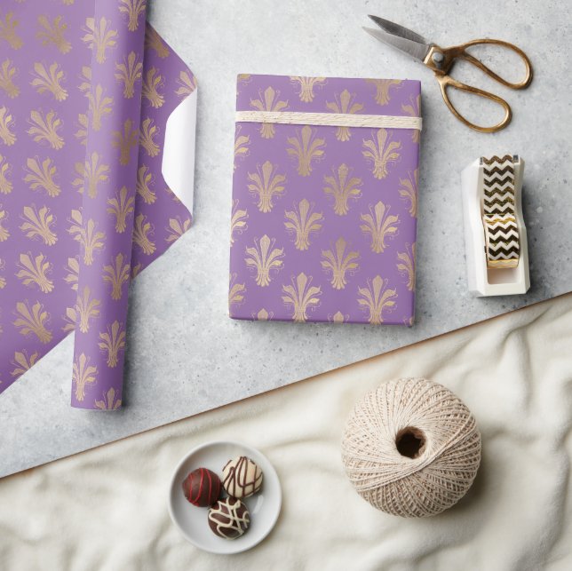 Lux Guld Fleur de Lis och Amethyst Presentpapper (Hantverk)
