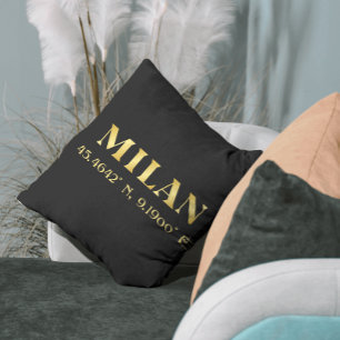 Lux Guld Milan Latitude & Longitude Black Kudde