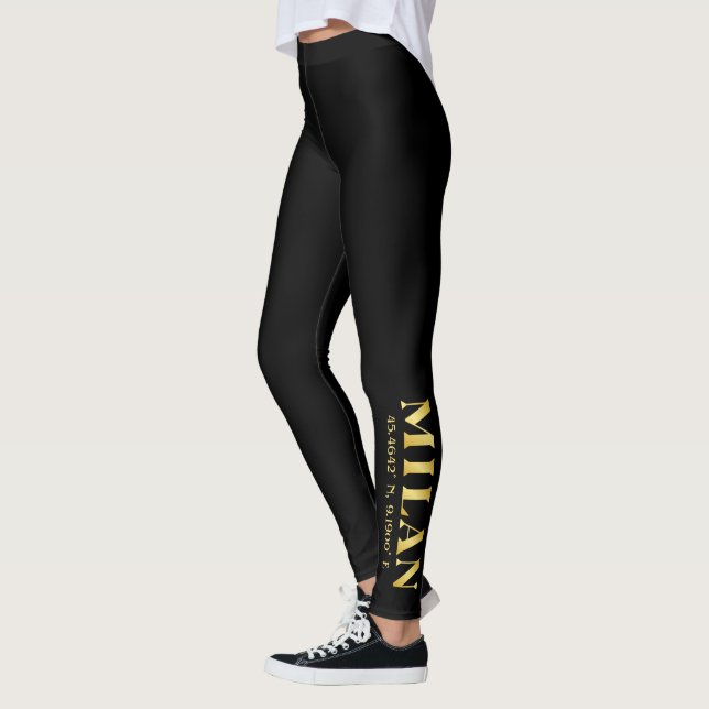 Lux Guld Milan Latitude & Longitude Black Leggings (Vänster)