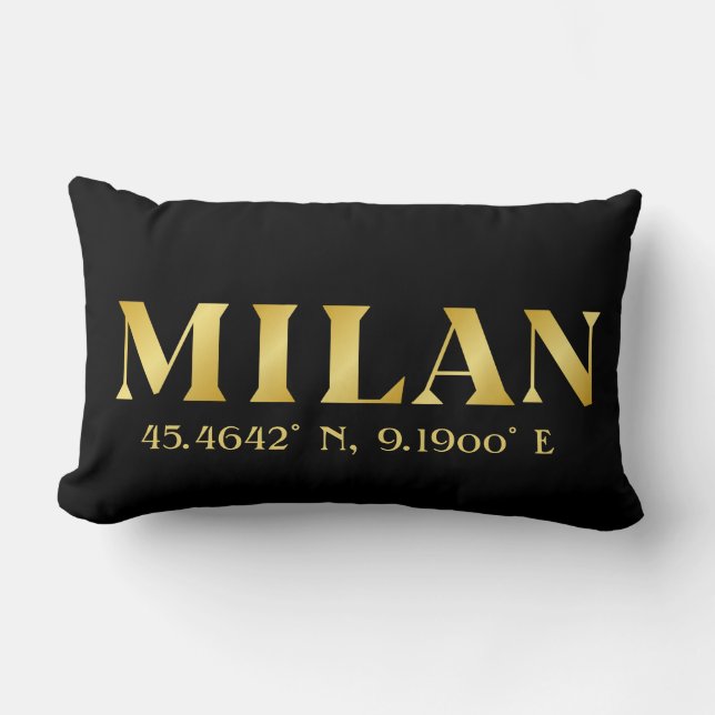 Lux Guld Milan Latitude & Longitude Black Lumbarkudde (Framsida)